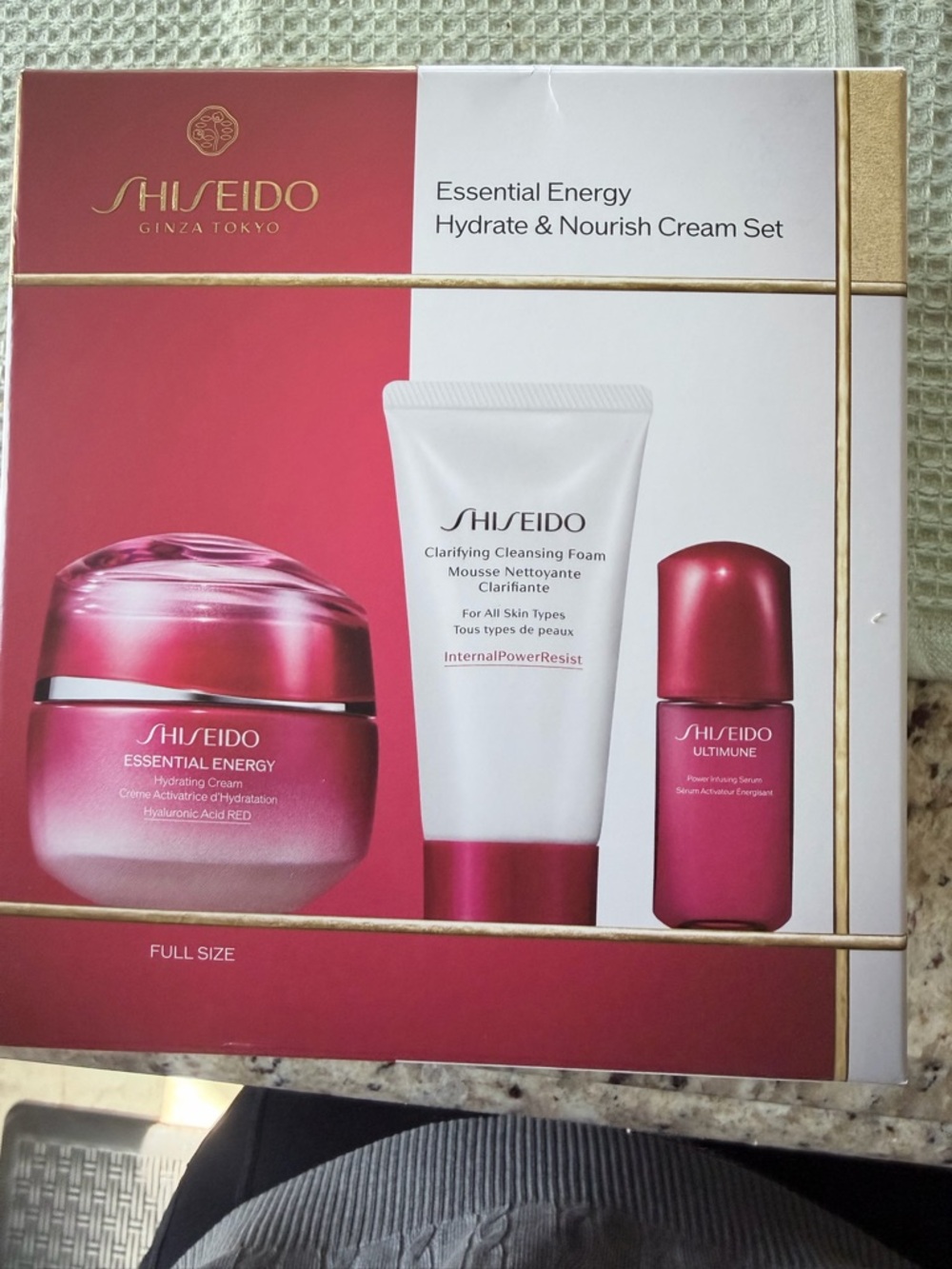 Shiseido Essential Energy Hydrate & Nourish Cream Set - Rose Pink, White, Gold